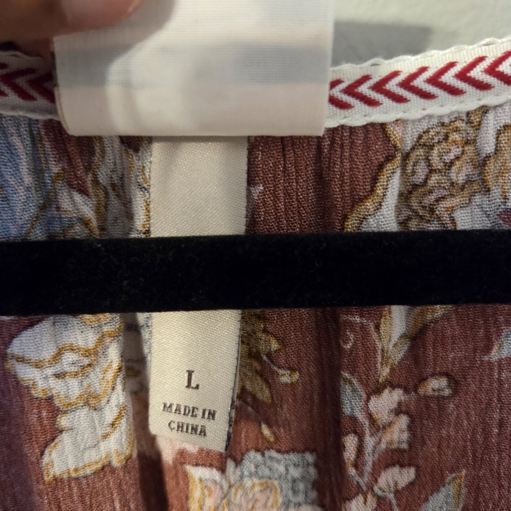 Knox Rose Womens Floral Long Dusty Rose Sleeve Bohemian Midi Dress Size Large - Picture 12 of 13